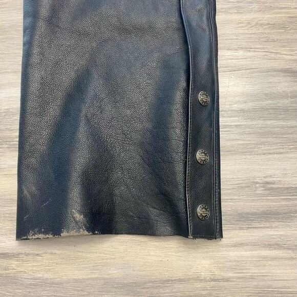 Mens Harley Davidson Leather Black Motorcycle Chaps Biker Riding Gear Size M - Picture 5 of 16